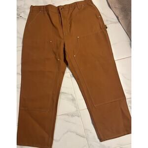 Carhartt Double Knee Pants Mens 42x30 Brown Loose Duck Canvas Utility Work B01-M